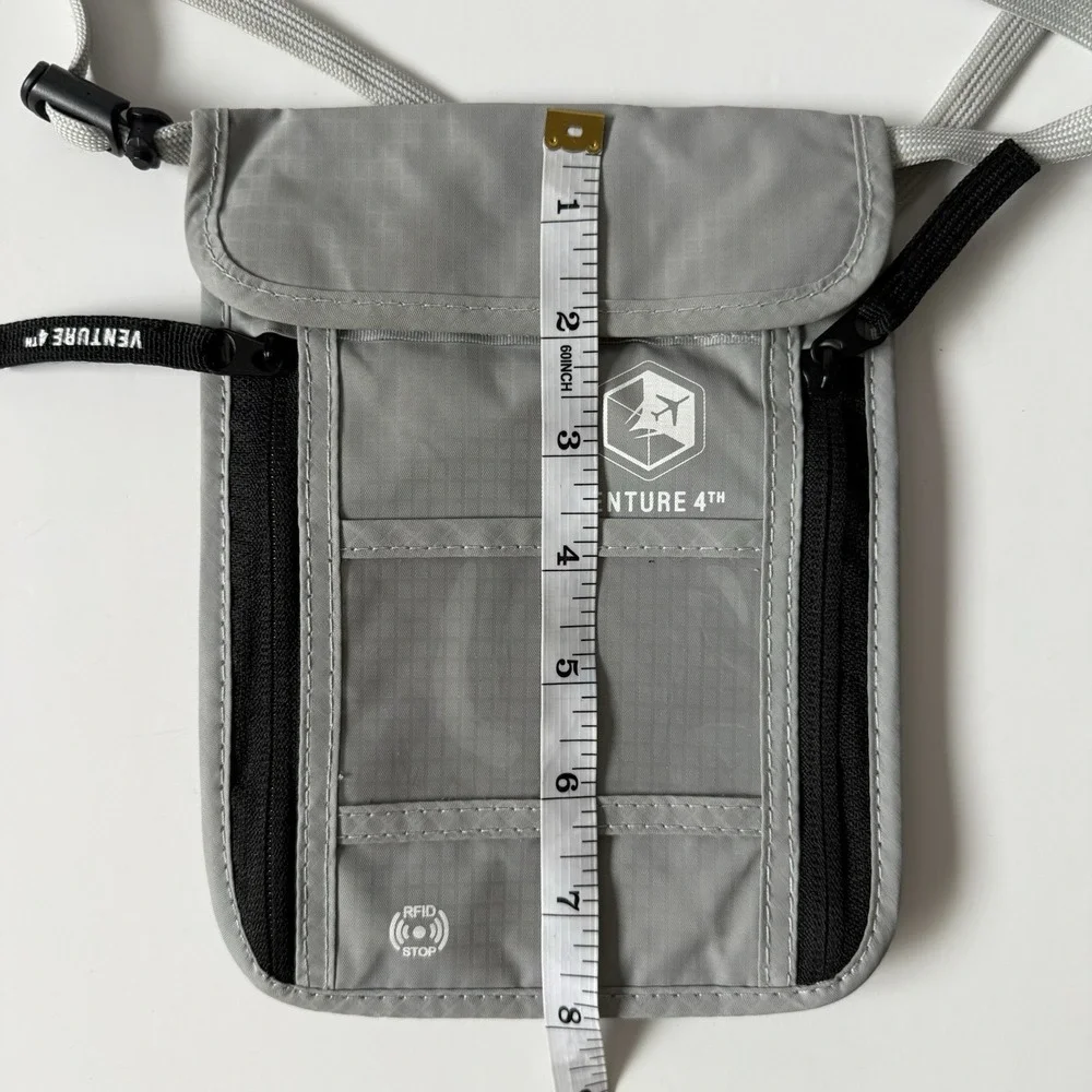 Venture 4th Slim Passport Holder Neck Wallet Pouch RFID Blocking‎ Gray New